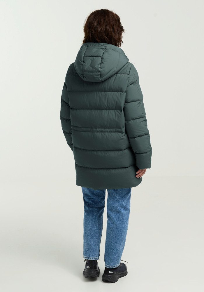 Jack Wolfskin Steppmantel FROZEN PALACE LONG JKT W RDS mit Kapuze, wärmeisolierende Füllung, winddicht