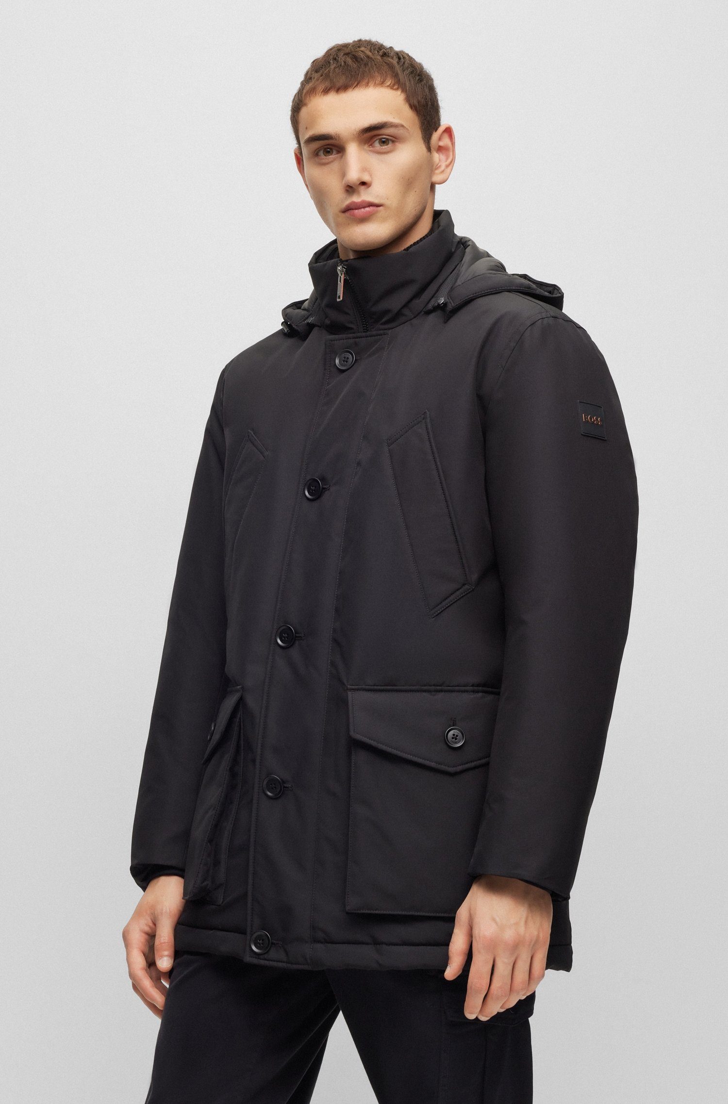 BOSS ORANGE Outdoorjacke Osiass mit Knopfverschluss Black