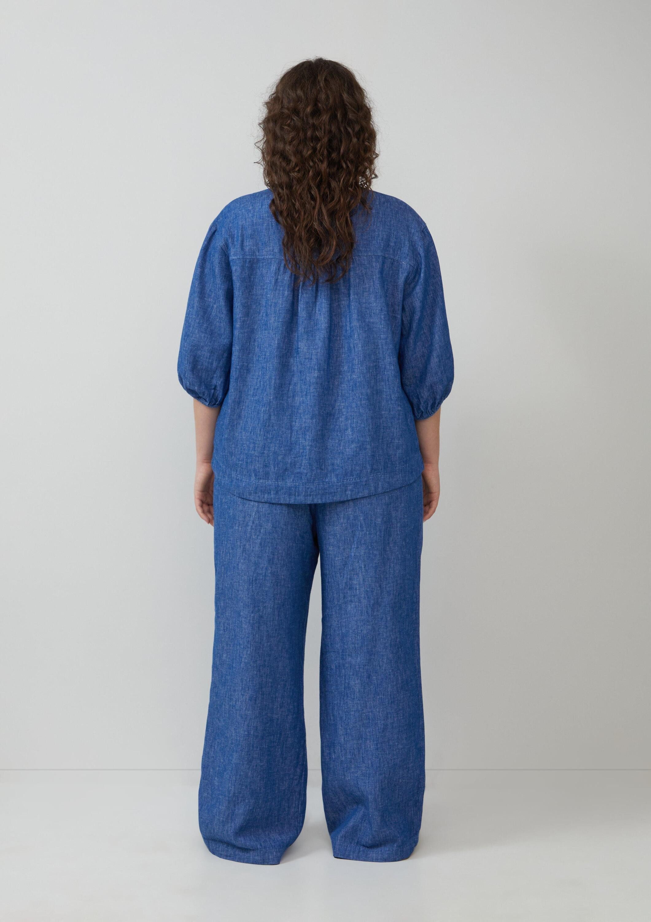 s.Oliver Langarmbluse Bluse Relaxed-Fit-Bluse aus Leinenmix mit Raff-Details
