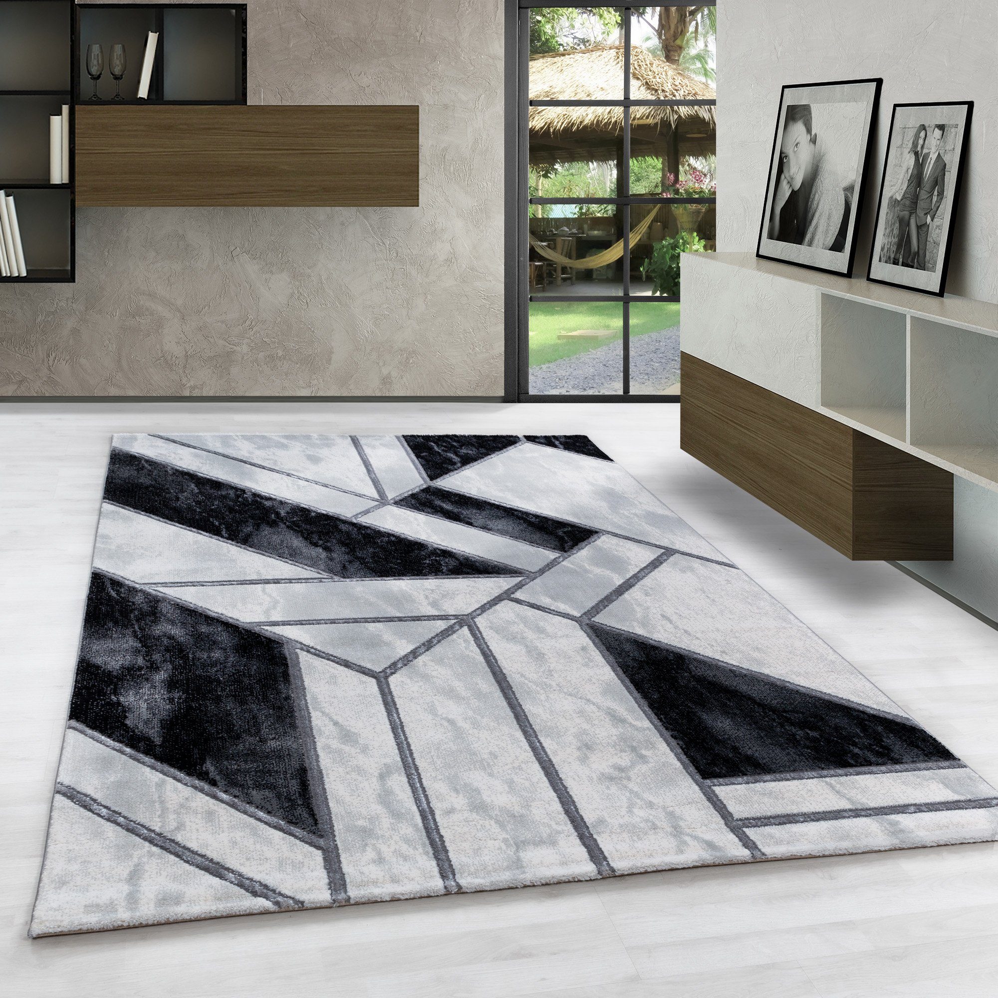 Designteppich Marmor Design, Carpetsale24, 12 Design Läufer, Skandinavische Kurzflor mm, Stil Teppich Wohnzimmer Marmor Höhe
