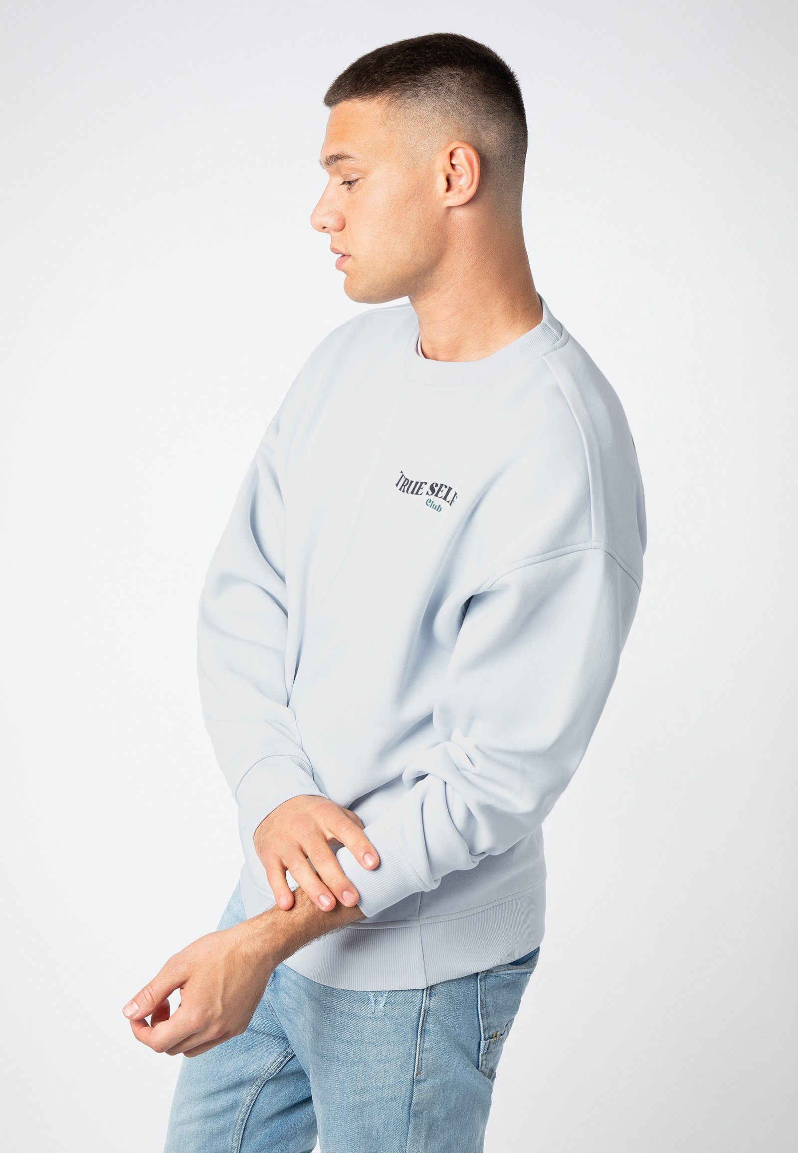 Rückenaufdruck light-grey Sweatshirt Sweatshirt SUBLEVEL mit