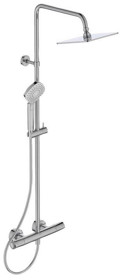 Ideal Standard Duschsystem Ideal Standard CeraTherm T100, Höhe 115,2 cm, 4 Strahlart(en), mit Brausethermostat Aufputz, höhenverstellbar