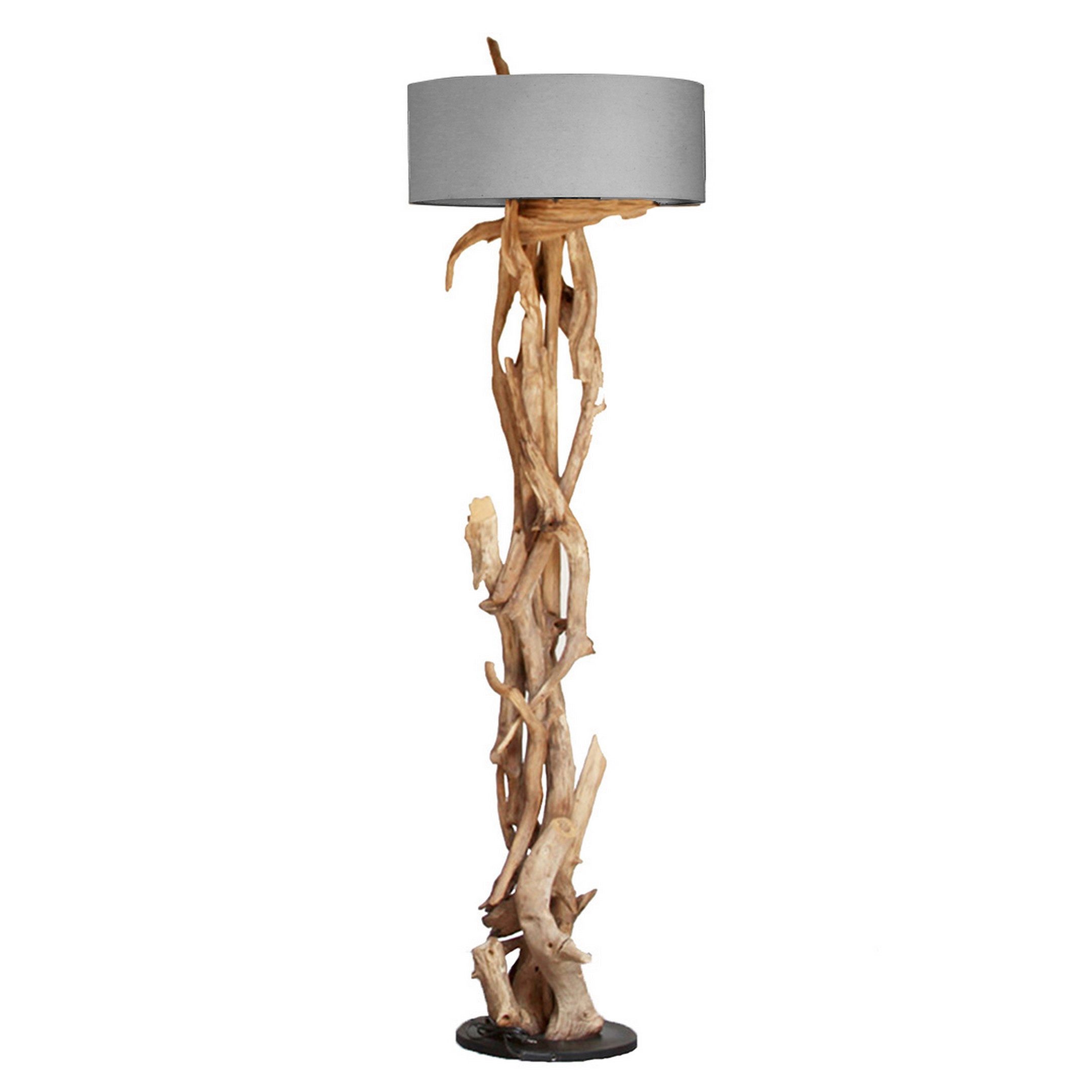 Möbel Bressmer Stehlampe BLUMA Stehleuchte, stehlampe holz 180 cm, treibholz Stehen lampe, E27, Nachhaltig