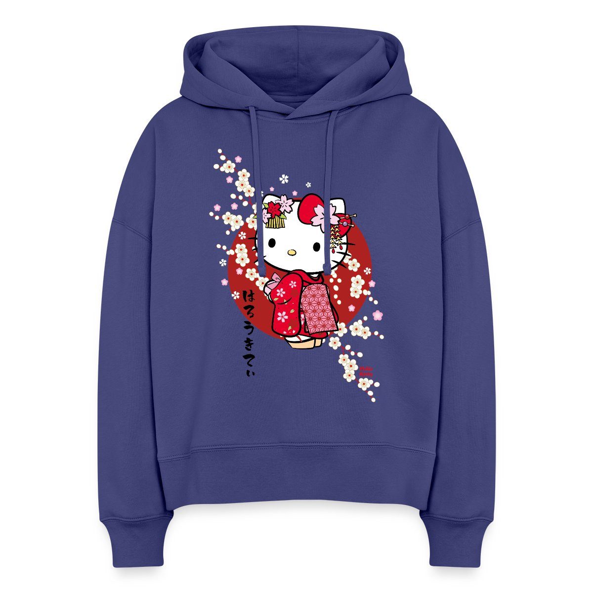 Hoodie Hello Kitty Japan Kimono Kirschblüten Frauen Boxy Organic Hoodie
