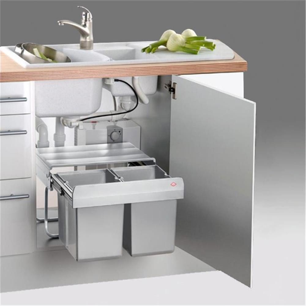 WESCO Einbaumülleimer 757411-85 Double-Shorty 2-fach, alugrau