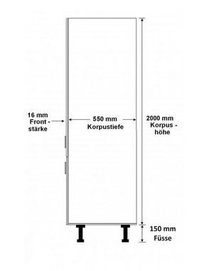 Küchen-Preisbombe Hochschrank 40 cm Küche AVA Eiche Artisan Lamellen Optik Küchenzeile Einbauküche