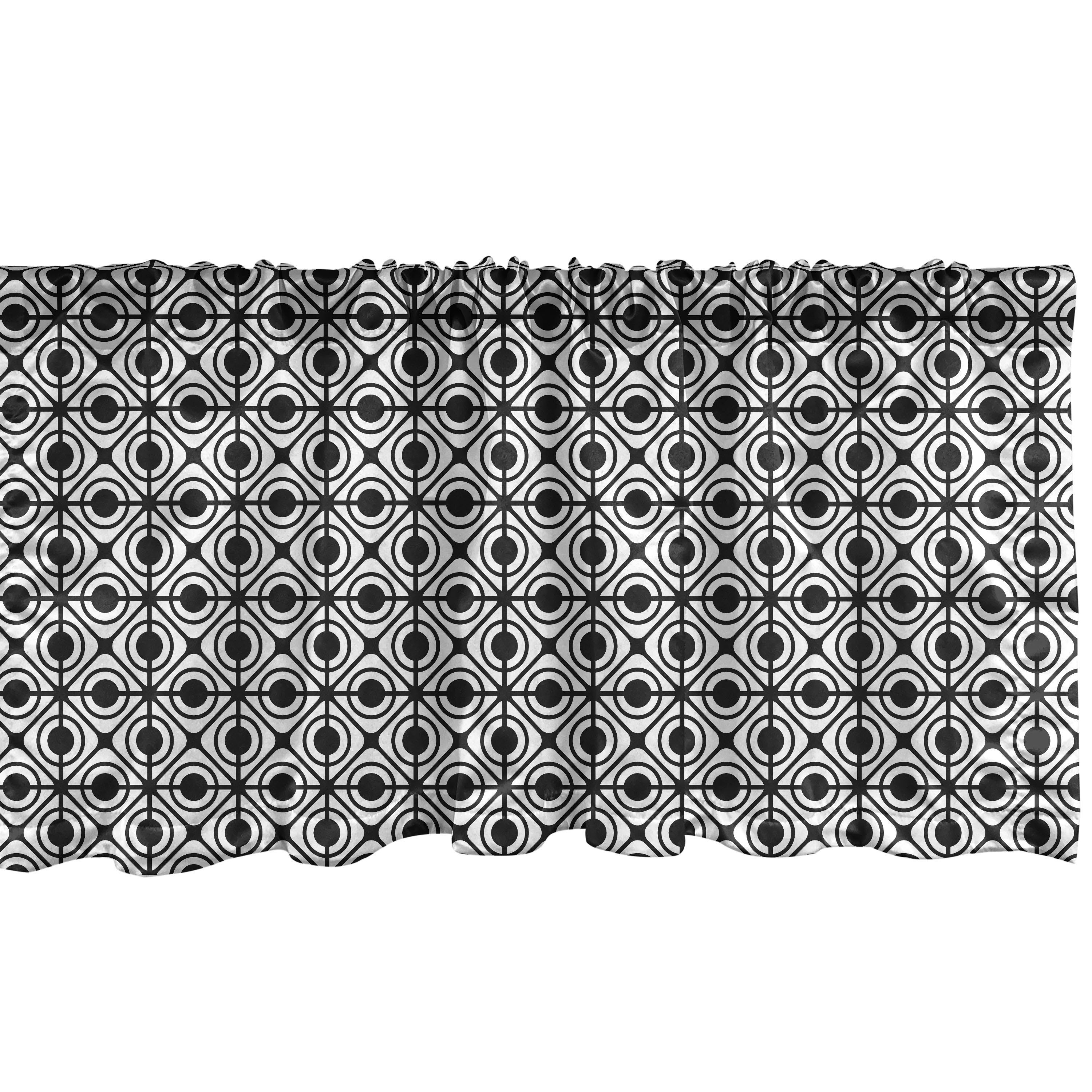 Scheibengardine Vorhang Volant für Küche Schlafzimmer Dekor mit Stangentasche, Abakuhaus, Microfaser, Kreise Diamant-Forms in Rahmen