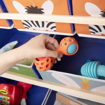 Dripex Kinderregal Spielzeugregal mit Boxen Aufbewahrungsregal für Kinderspielzeug, 64 x 28 x 81 cm