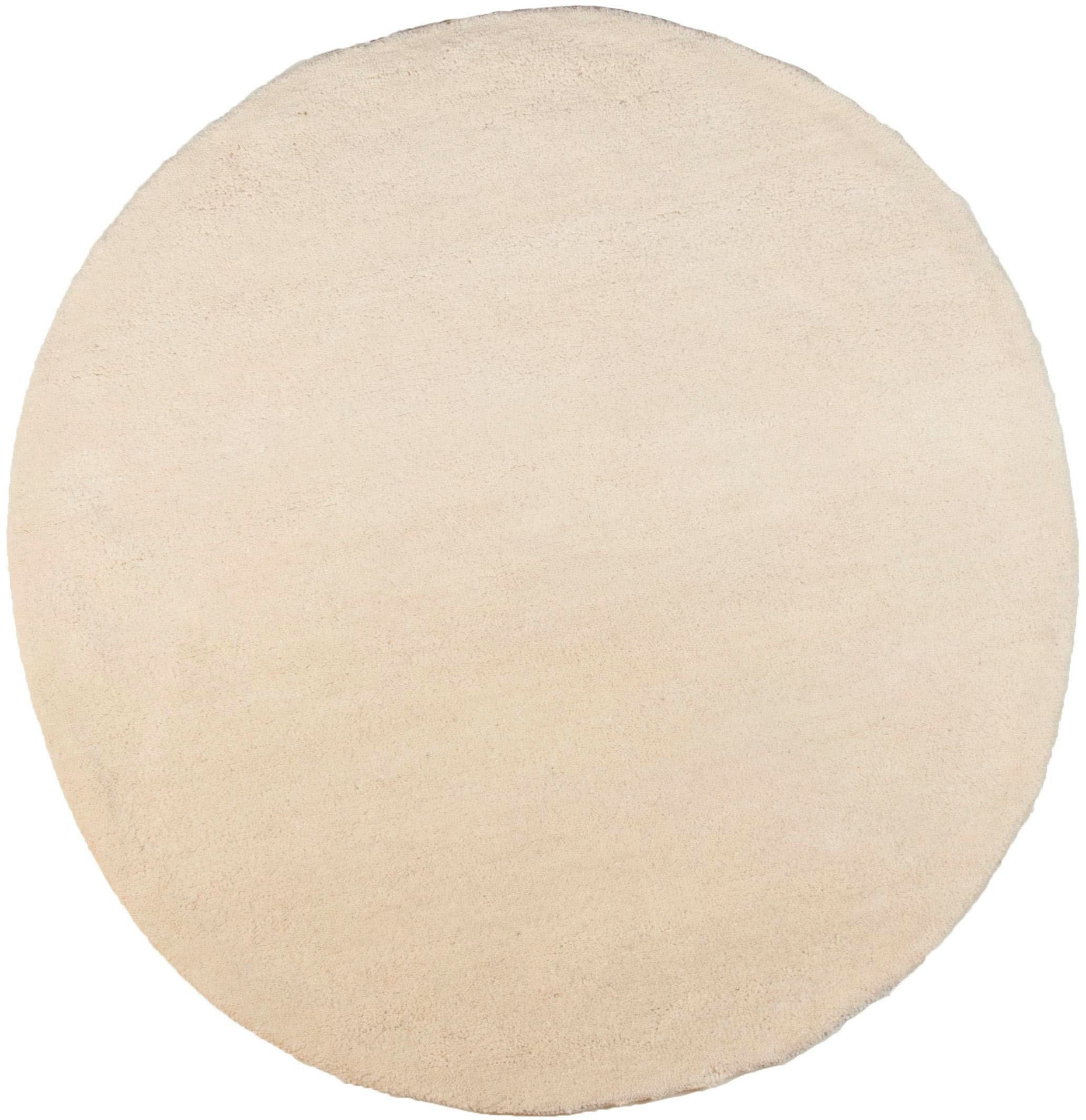THEKO Wollteppich Maloronga Uni, rund, Höhe: 24 mm, echter Berber Teppich, reine Wolle, handgeknüpft
