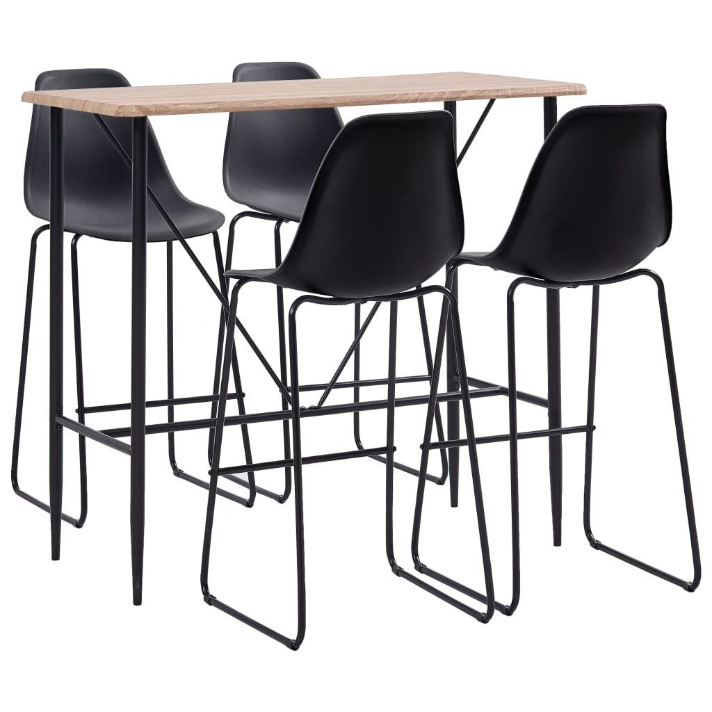 vidaXL Essgruppe 5-tlg. Bar-Set Kunststoff Schwarz, (5-tlg)