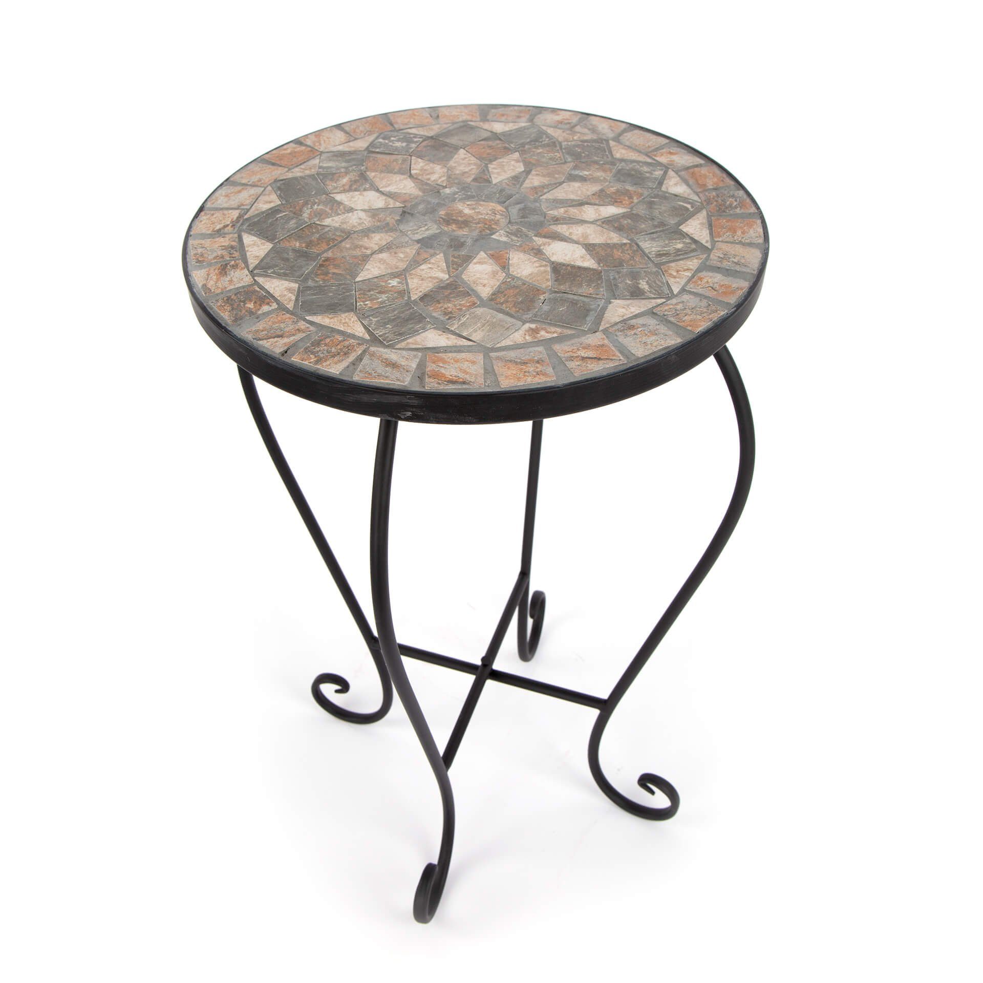 K&L Wall Art Blumenhocker Mosaik Gartentisch Metall Pflanzenhocker Stein Blumentreppe, Naturstein Mosaik Tischplatte