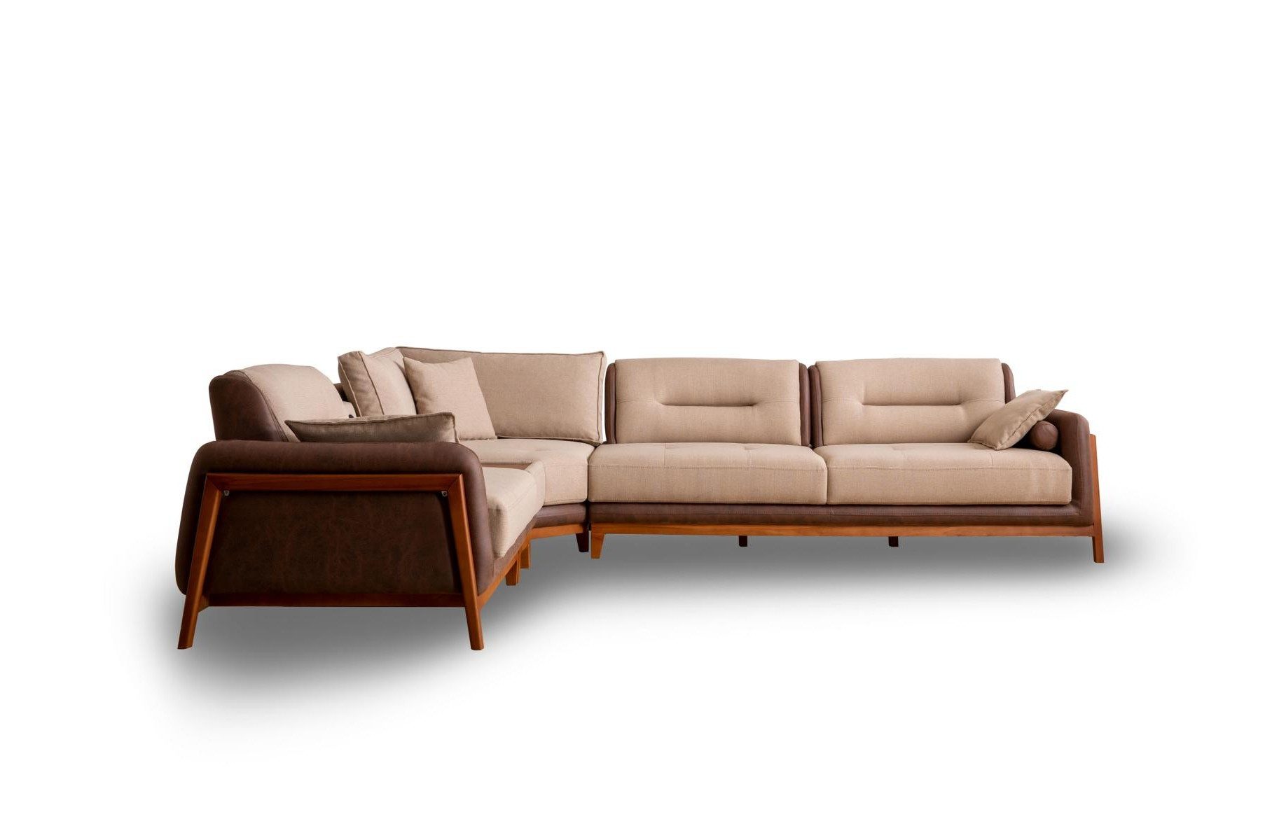 JVmoebel Ecksofa Beige Eckcouch mit hochwertiger Polsterung und Soundsystem, 1 Teile, Made in Europa
