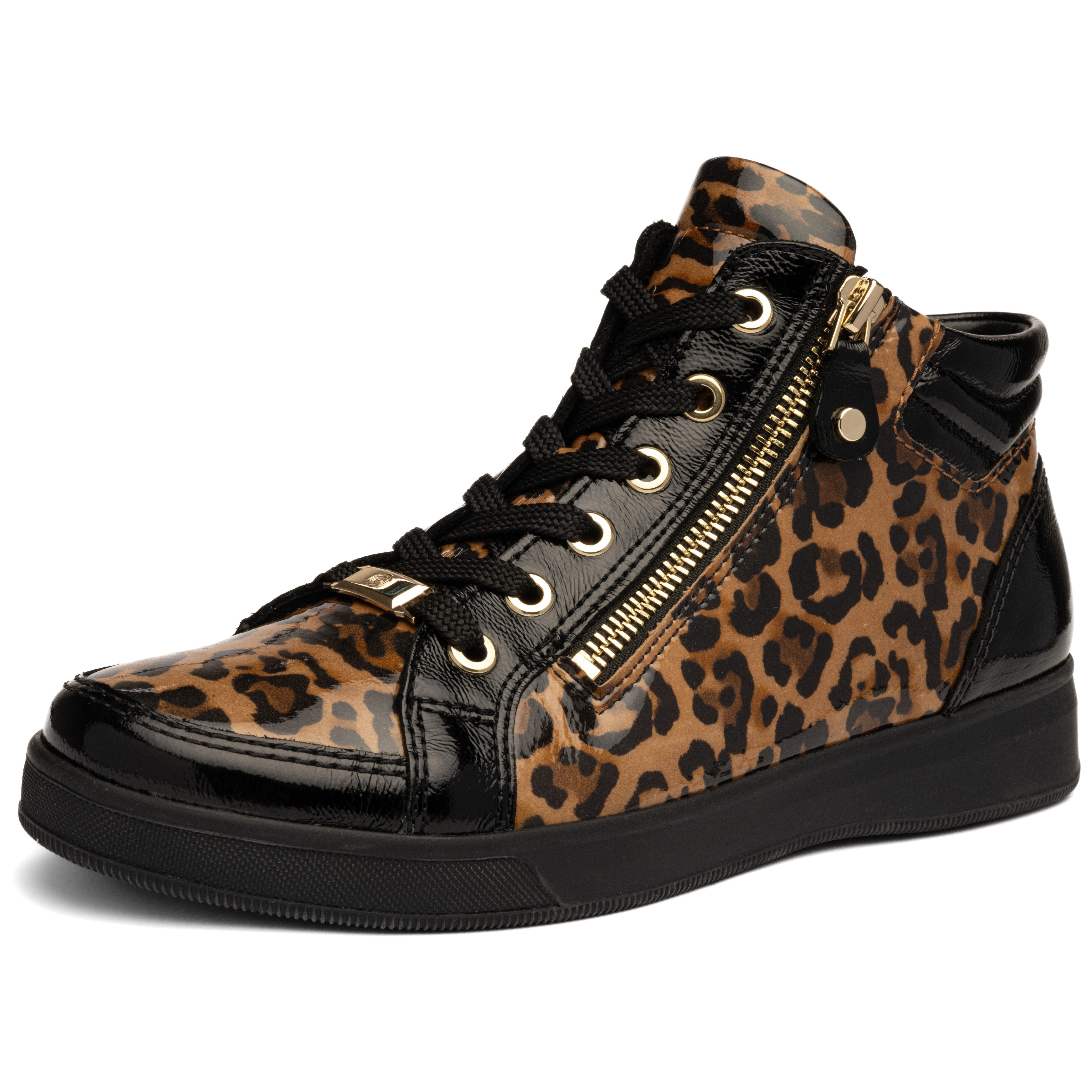 Ara ROM Schnürboots Schnürstiefelette, Herbstboots in Leo-Optik, in Schuhweite G (weit)