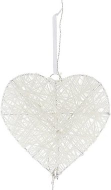Dekoleidenschaft Dekohänger mit 6 beleuchteten Herzen in weiß, 65 cm hoch, LED Leuchtdeko