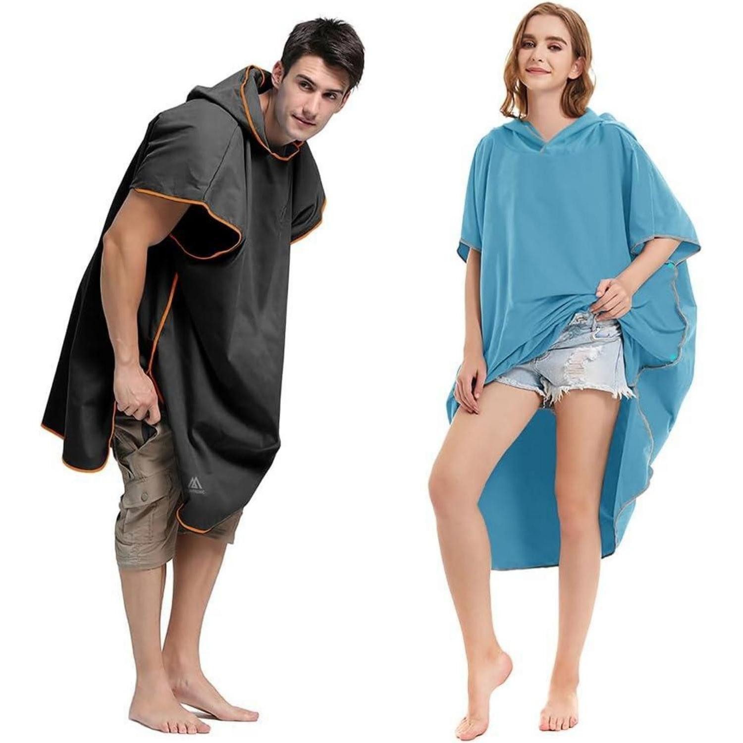 LuxusKollektion Badeponcho Handtuch Poncho Mikrofaser 110x80cm Quick Dry Badeponcho mit – Bild 2 von 5