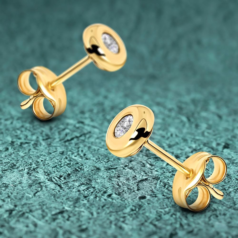 Miore Paar Ohrstecker MA978ZE - aus 9 Karat 375 Gelbgold mit Zirkonia 0,40 Karat, Damenohrringe mit Durchmesser 5,5 mm