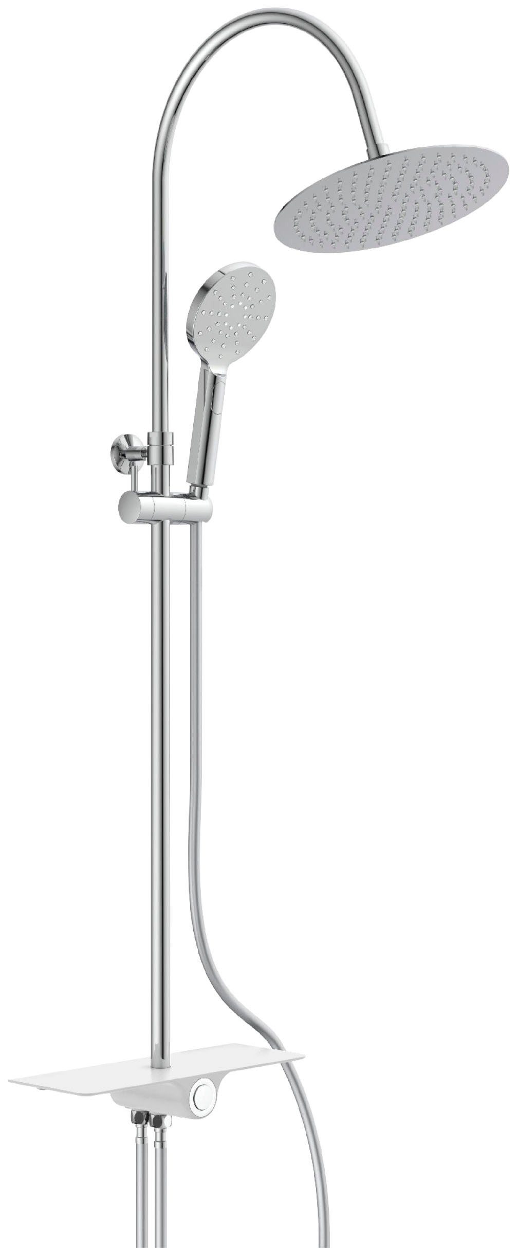 Schütte Brausegarnitur Aquastar, Höhe 130 cm, 3 Strahlart(en), Regendusche, Edelstahl, mit Ablage, Handbrause mit 3 Funktionen