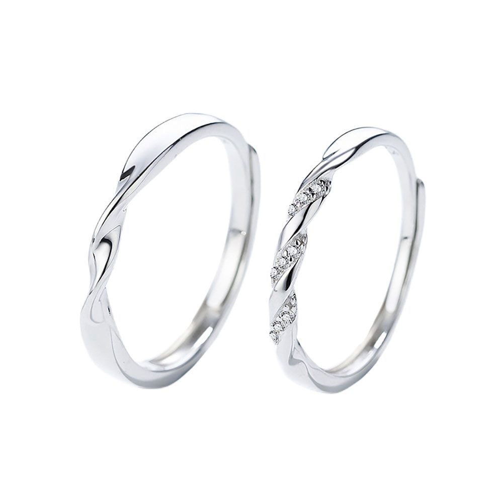 AquaBreeze Trauring 925 Silber Ring Verstellbarer Cubic Zirkonia Eheringe (Verlobungsring Trauringe Fingerring, 2-tlg), Schmuck Geschenk