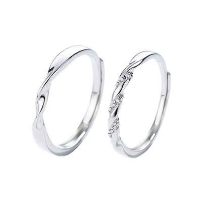 AquaBreeze Trauring 925 Silber Ring Verstellbarer Cubic Zirkonia Eheringe (Verlobungsring Trauringe Fingerring, 2-tlg), Schmuck Geschenk