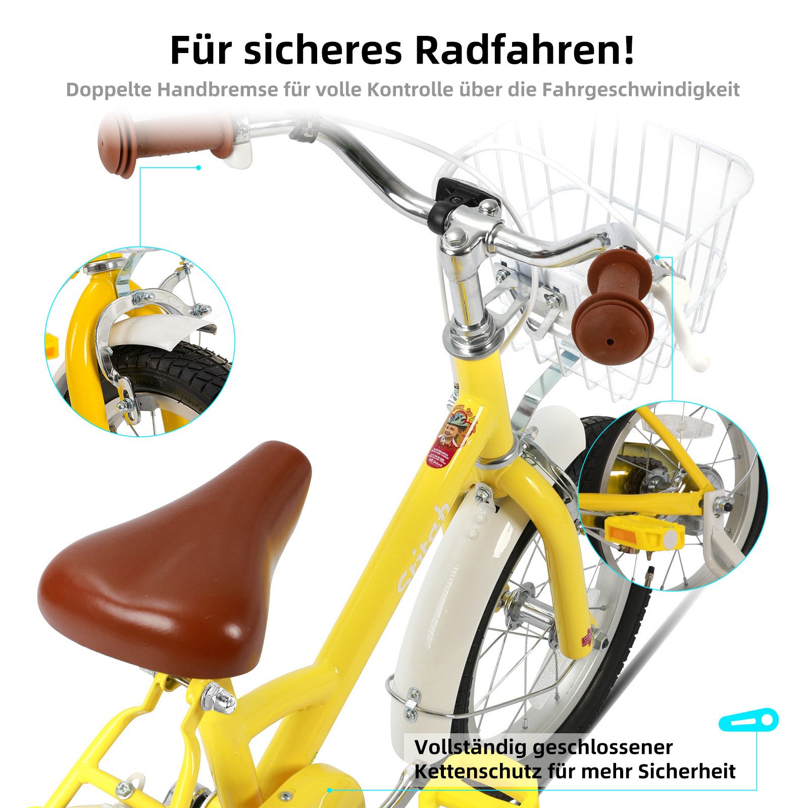 JOYSTAR Kinderfahrrad 12 16 18 Zoll Fahrrad für Kinder 3-6 Jahre alt Jungen und Mädchen, Ausgestattet mit Doppelhandbremsen, Stützrädern, Schutzblechen, Korb