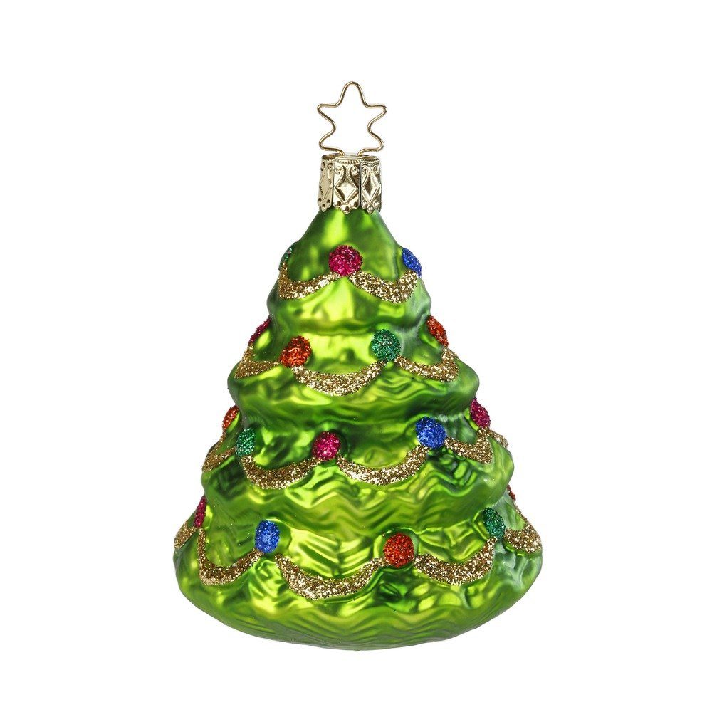 INGE-GLAS® 9cm grün Stück Weihnachtsbaum 1 Glas Christbaumschmuck, Festlicher Christbaumschmuck