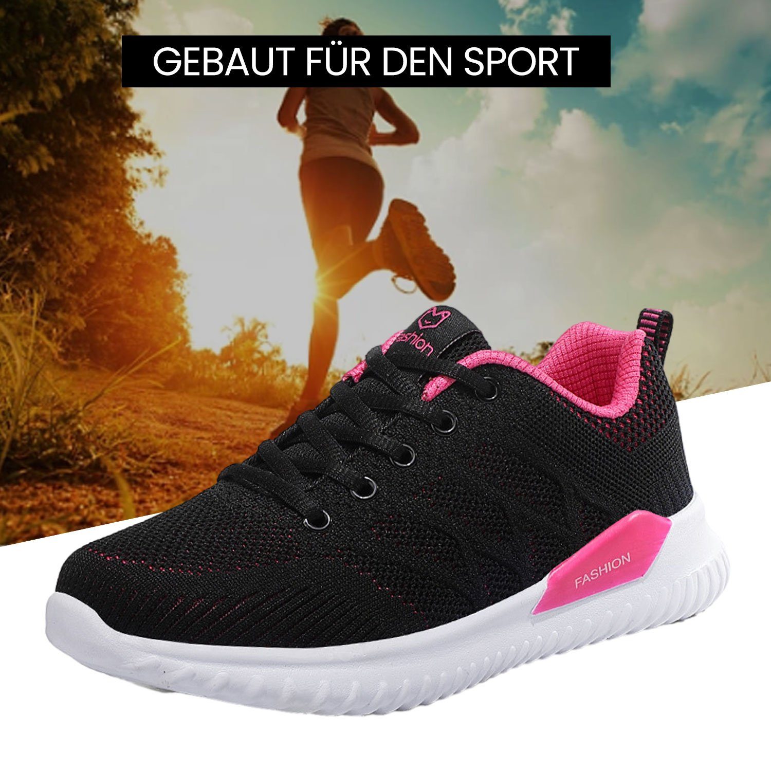 Damen SchwarzRosa Joggingschuhe Laufschuhe Tennisschuhe Daisred Sneaker Sneaker