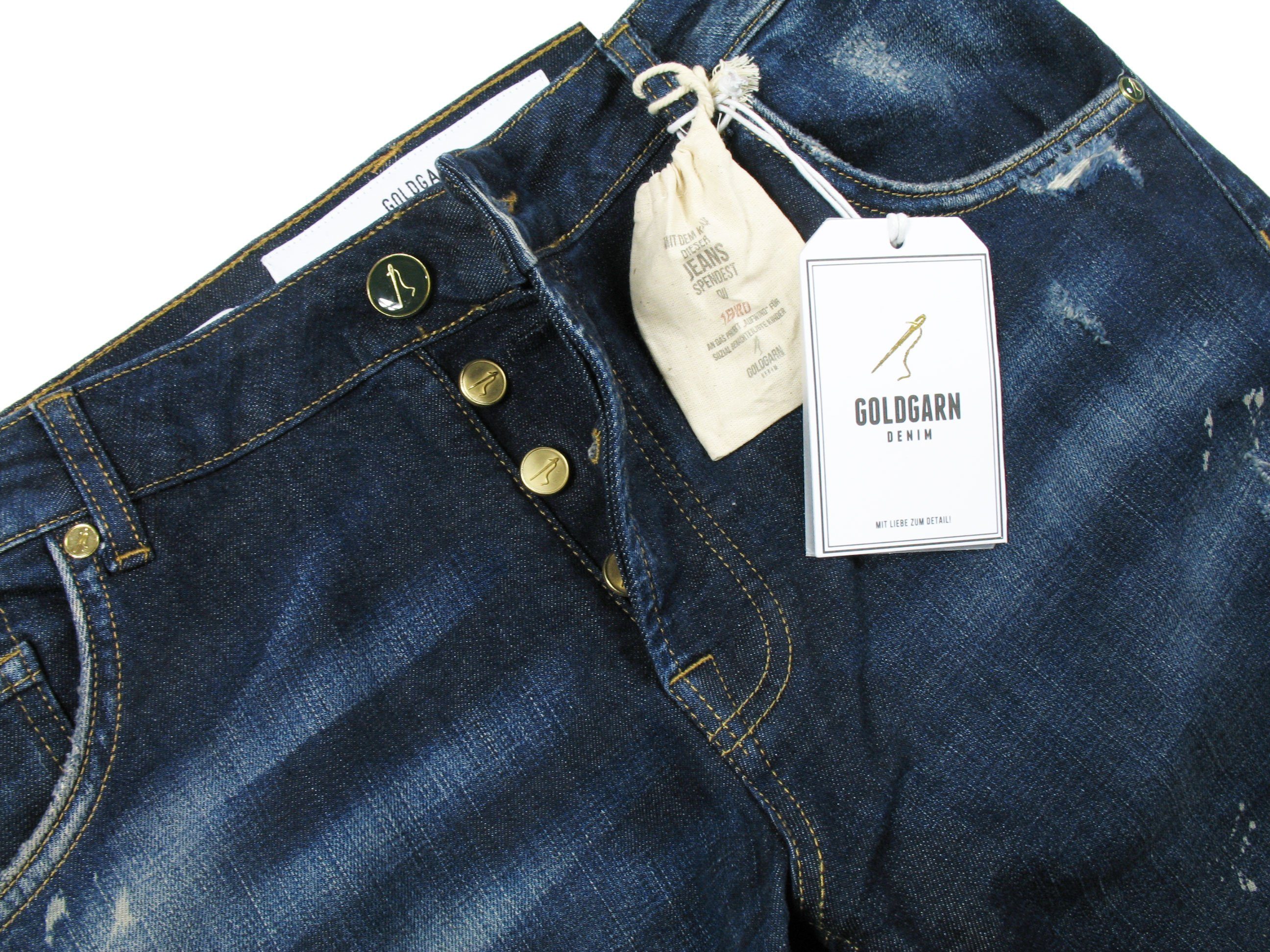 Goldgarn 5-Pocket-Jeans Herren NECKARAU Skinny Cropped distressed Denim