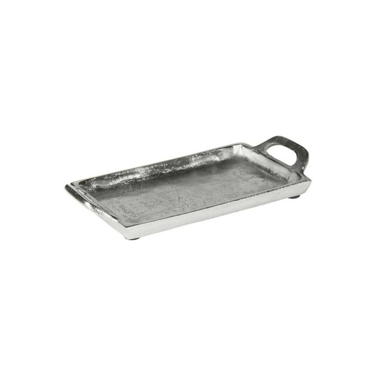 INNA-Glas Servierplatte Dekoschale GORM, mit Griffen, Aluminium, silber, 21x11cm, Aluminium