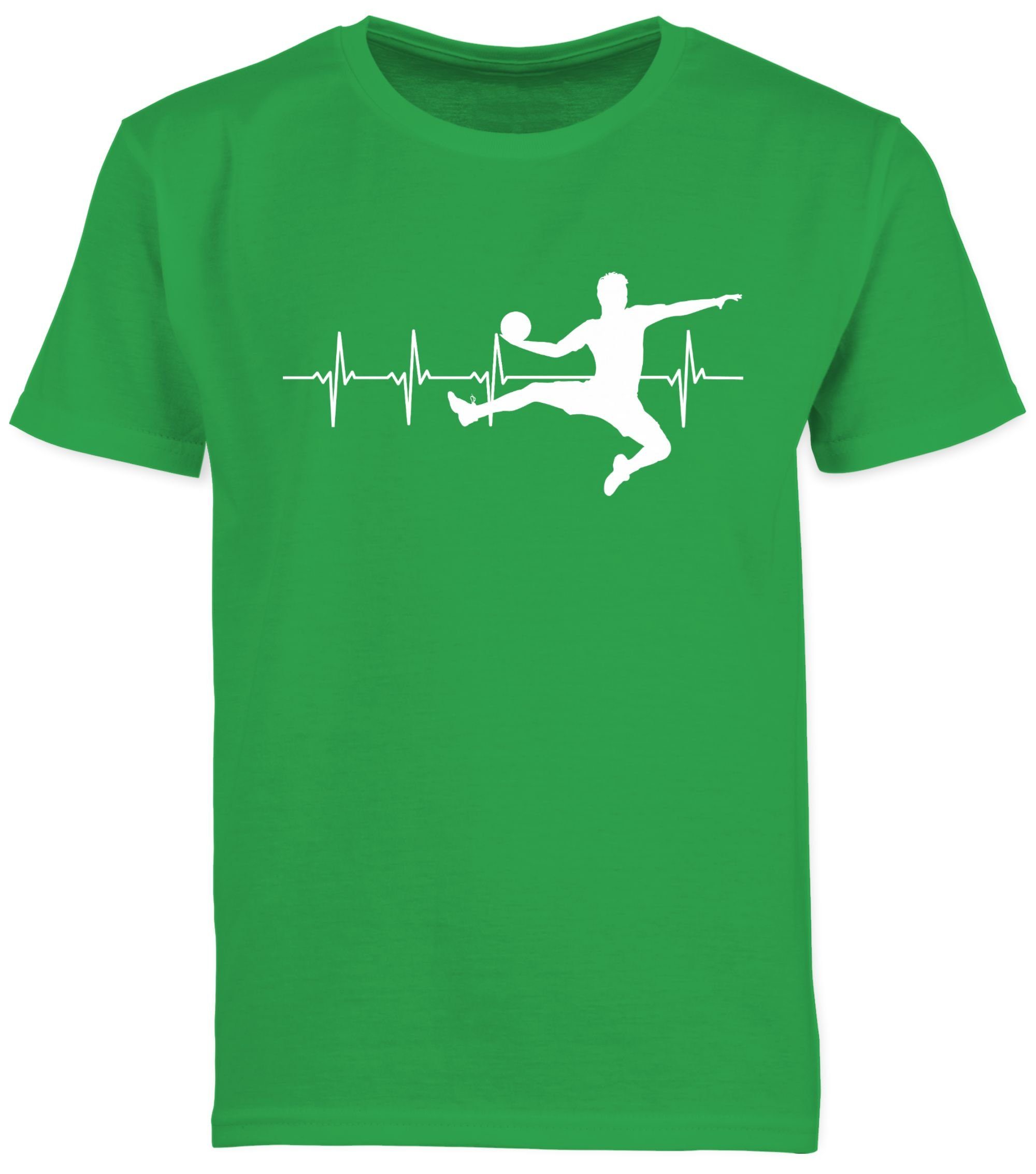 T-Shirt 3 Grün Sport Kinder Herren Kleidung Herzschlag Handball Shirtracer für