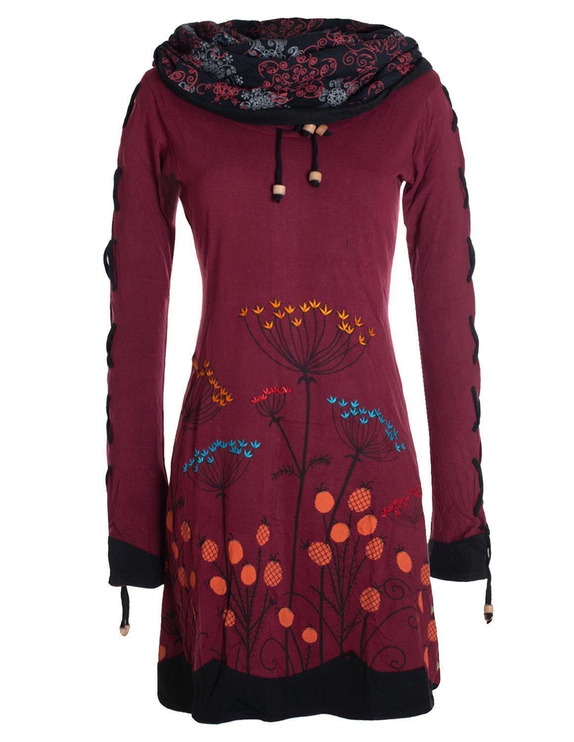 Vishes Jerseykleid Blumenkleid Langarm-Shirtkleid mit Schalkragen günstig online kaufen