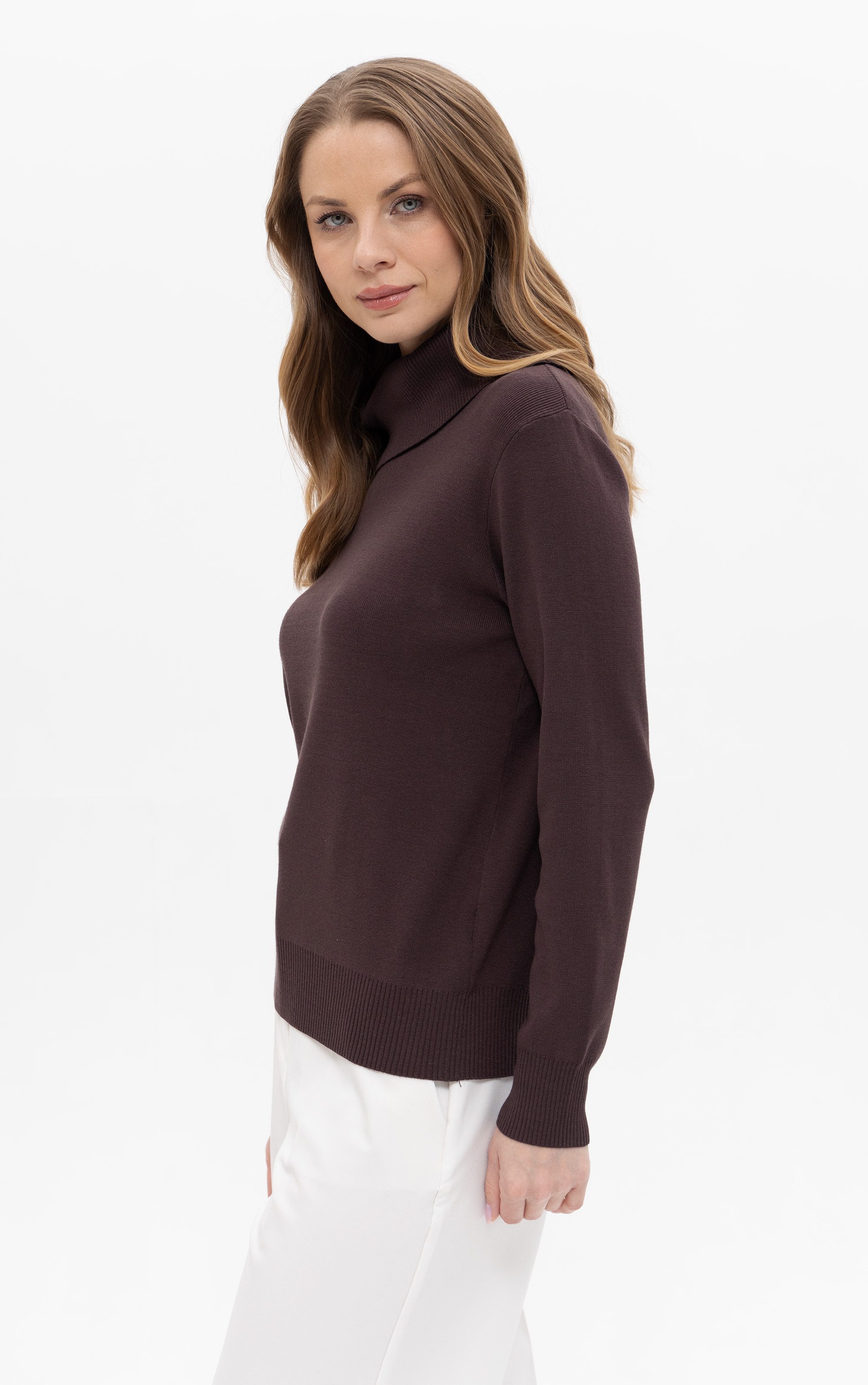 Passioni Rollkragenpullover mit Rippbund