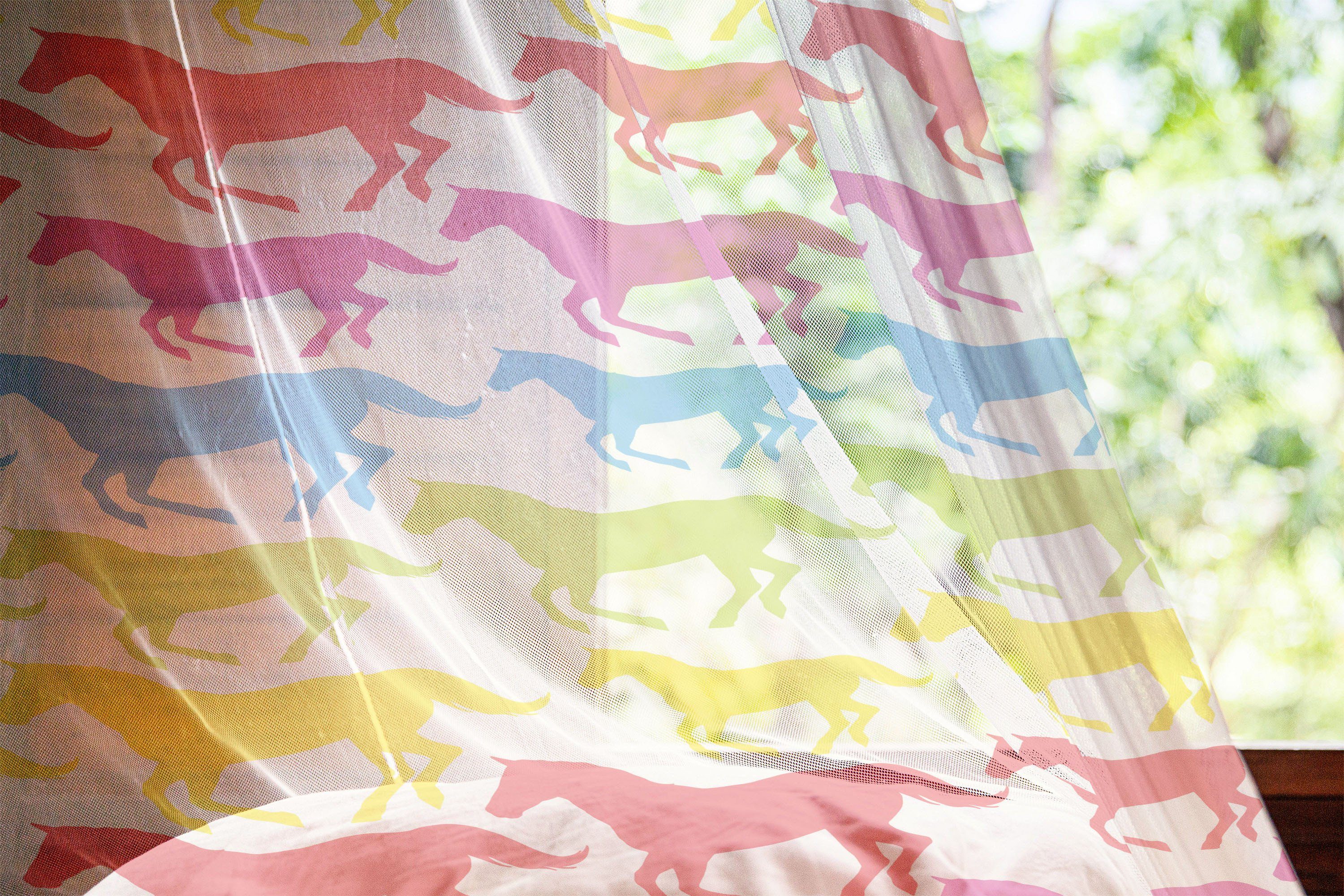 Gardine schiere Panels, Abakuhaus, Party Giddy Rainbow Pferde Color für Hochzeit 2 Drapierung