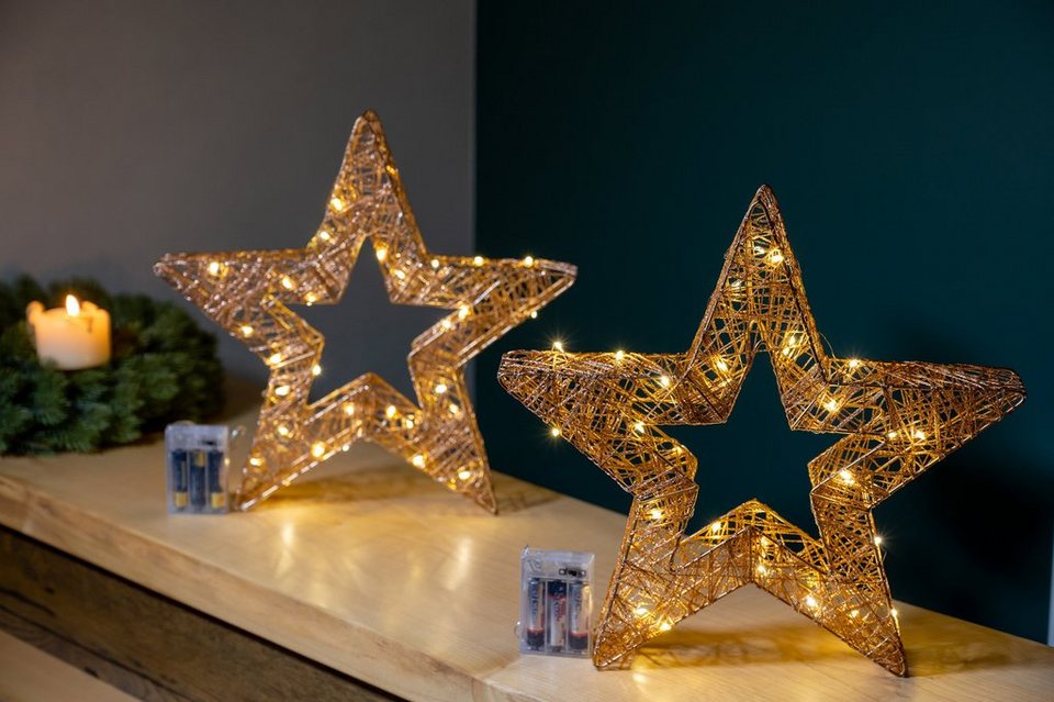Star-Max LED Stern Weihnachtsstern, Weihnachtsdeko, LED fest integriert,  Warmweiß, stromsparende LED, Jedes Jahr einsetzbar