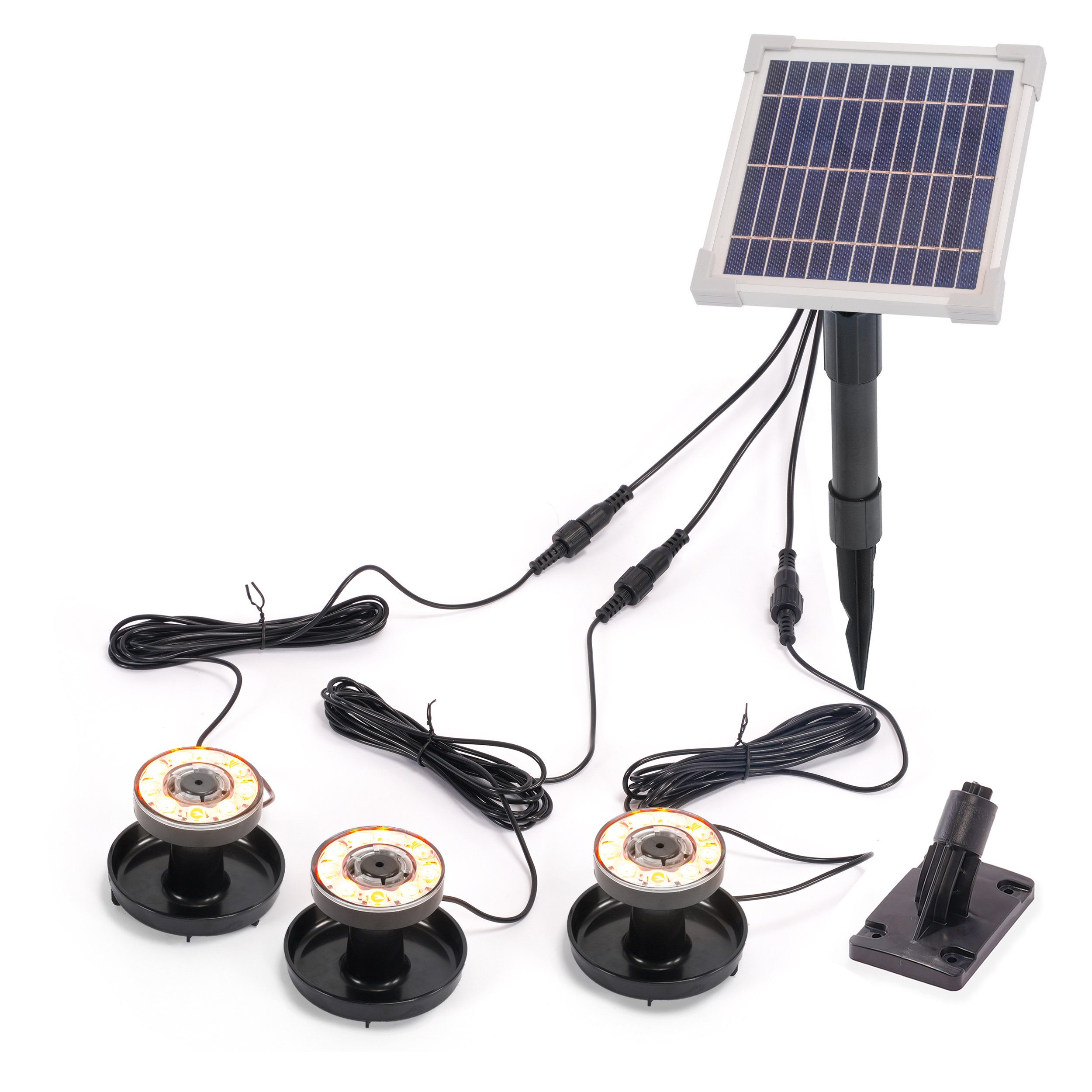 esotec LED Teichleuchte Solarstrahler Multispot Power mit 3 Spots warmweiß