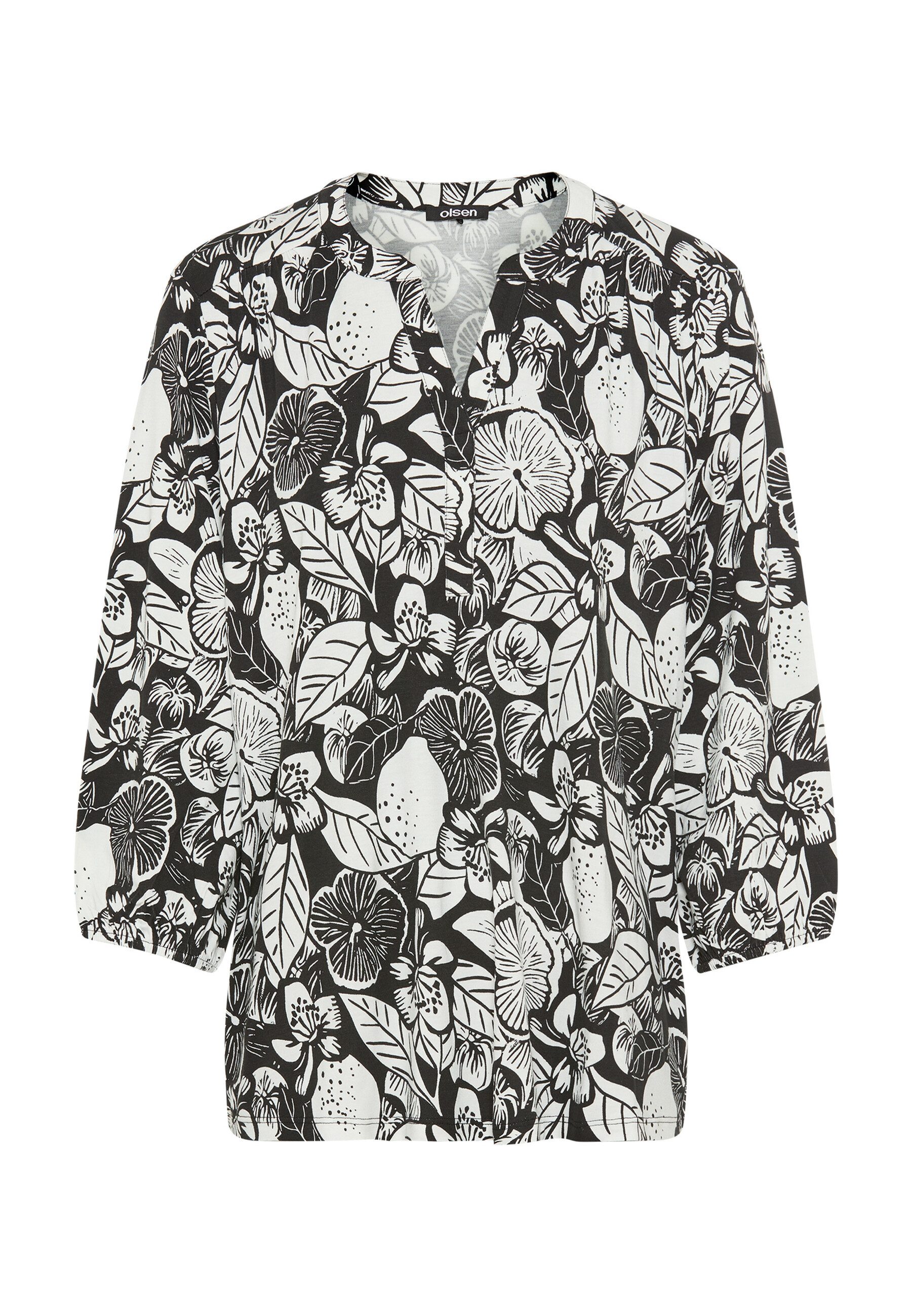 Olsen Tunikashirt Shirt mit Allover-Dessin und Tunika-Ausschnitt