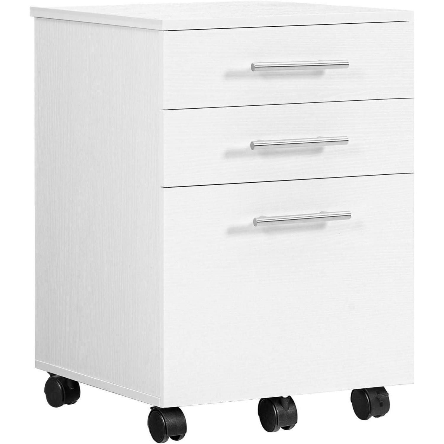LuxusKollektion Rollcontainer Rollcontainer Aktenschrank 3 Schubladen Aktenfächer Büro Weiß