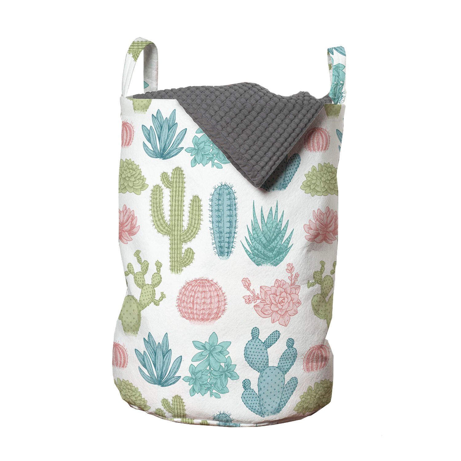 Abakuhaus Wäschesäckchen Wäschekorb mit Griffen Kordelzugverschluss für Waschsalons, Saftig Cactus Plantation Wüste