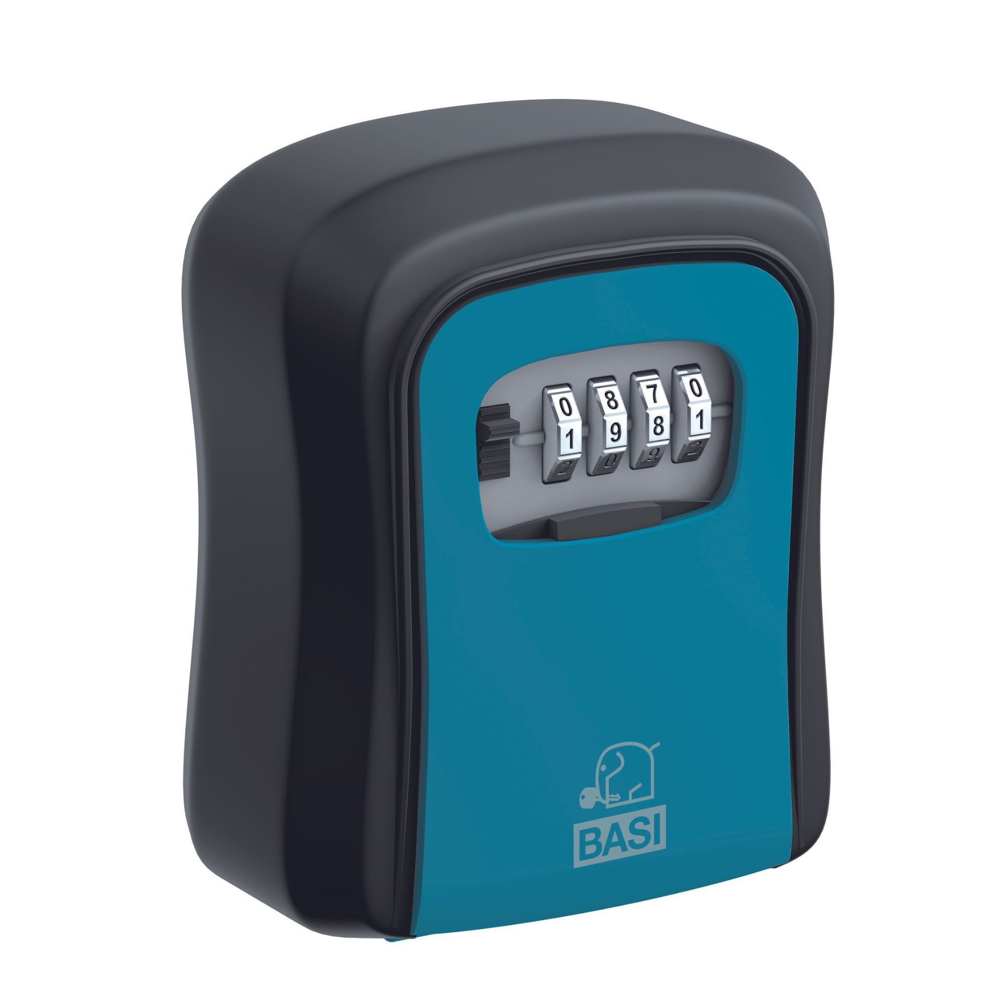 BASI Tresor Schlüsselsafe / Schlüsselbox (Packung, 1-St), Zahlenschloss 4-stellig, Aluminiumgehäuse, wetterfest, Schwarz/Blau