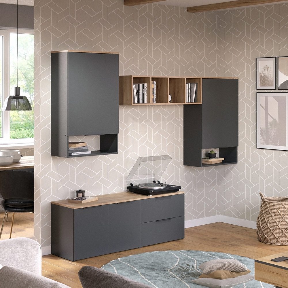 Vicco Wohnwand Wido, Anthrazit/Sonoma, 5 Teile, (5-St)