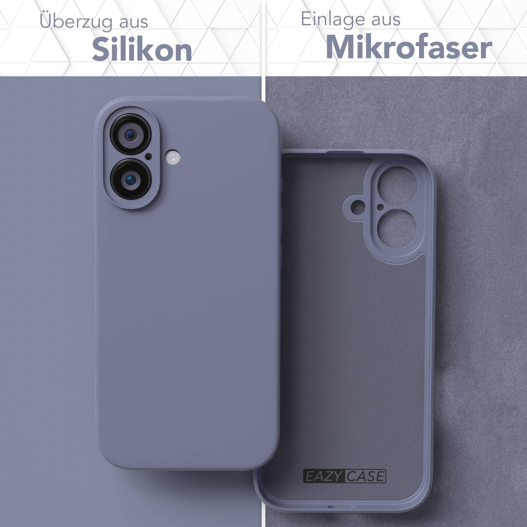 EAZY CASE Handyhülle für Apple iPhone 16 Hülle Silikon 6,1 Zoll, Silikon Schutzhülle mit Kameraschutz Matt Back Cover Soft Eis Blau