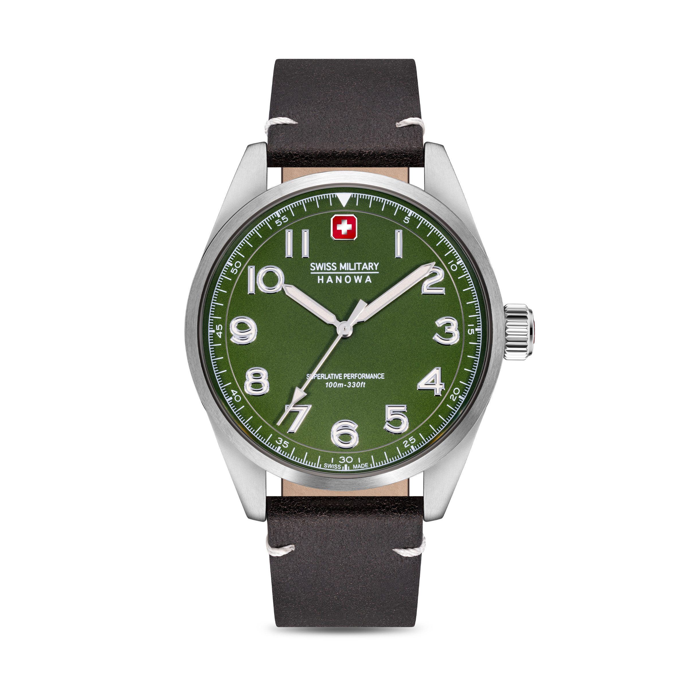 Swiss Military Hanowa Quarzuhr Falcon SMWGA2100404, Armbanduhr, Herrenuhr, Swiss Made, Lederarmband, analog