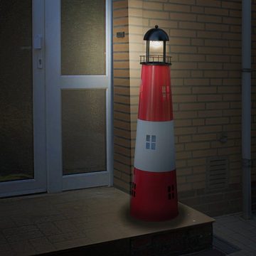 colourliving Gartenfigur Metall Leuchtturm mit Solar LED Beleuchtung, (Maritime Dekoration), 120 cm, Dämmerungssensor, Leuchtfeuer und Beleuchtung in warmweiß