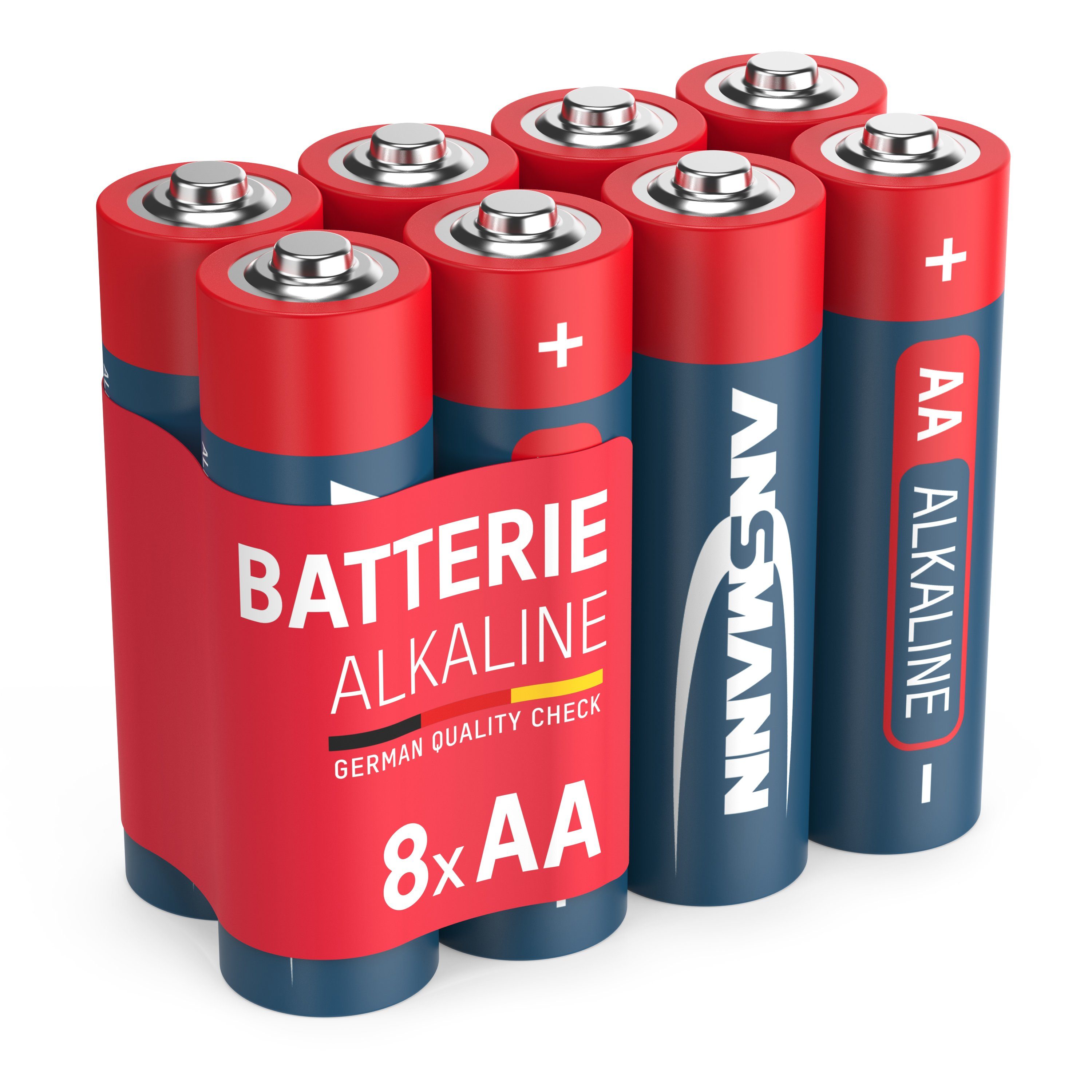 ANSMANN® 8x Alkaline Batterie AA Mignon 1,5V - LR6 AM3 MN1500 (8 Stück) Batterie