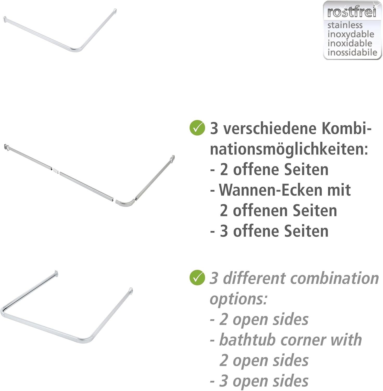 LikeKa Duschvorhangstange U Form L-Form mit Duschvorhang, Textil,Gleitern u günstig online kaufen