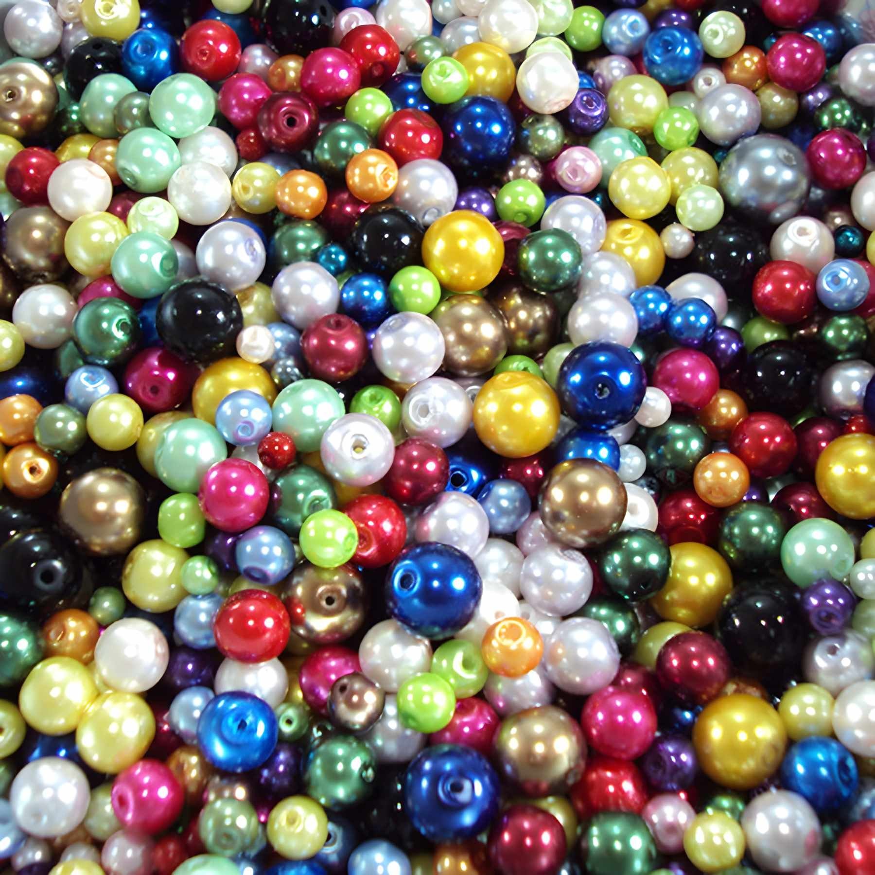 Thumbnail - Kopper-24 Bastelperlen Glasperlen - Typ 'rund' - 20g - 6 mm - Gelb