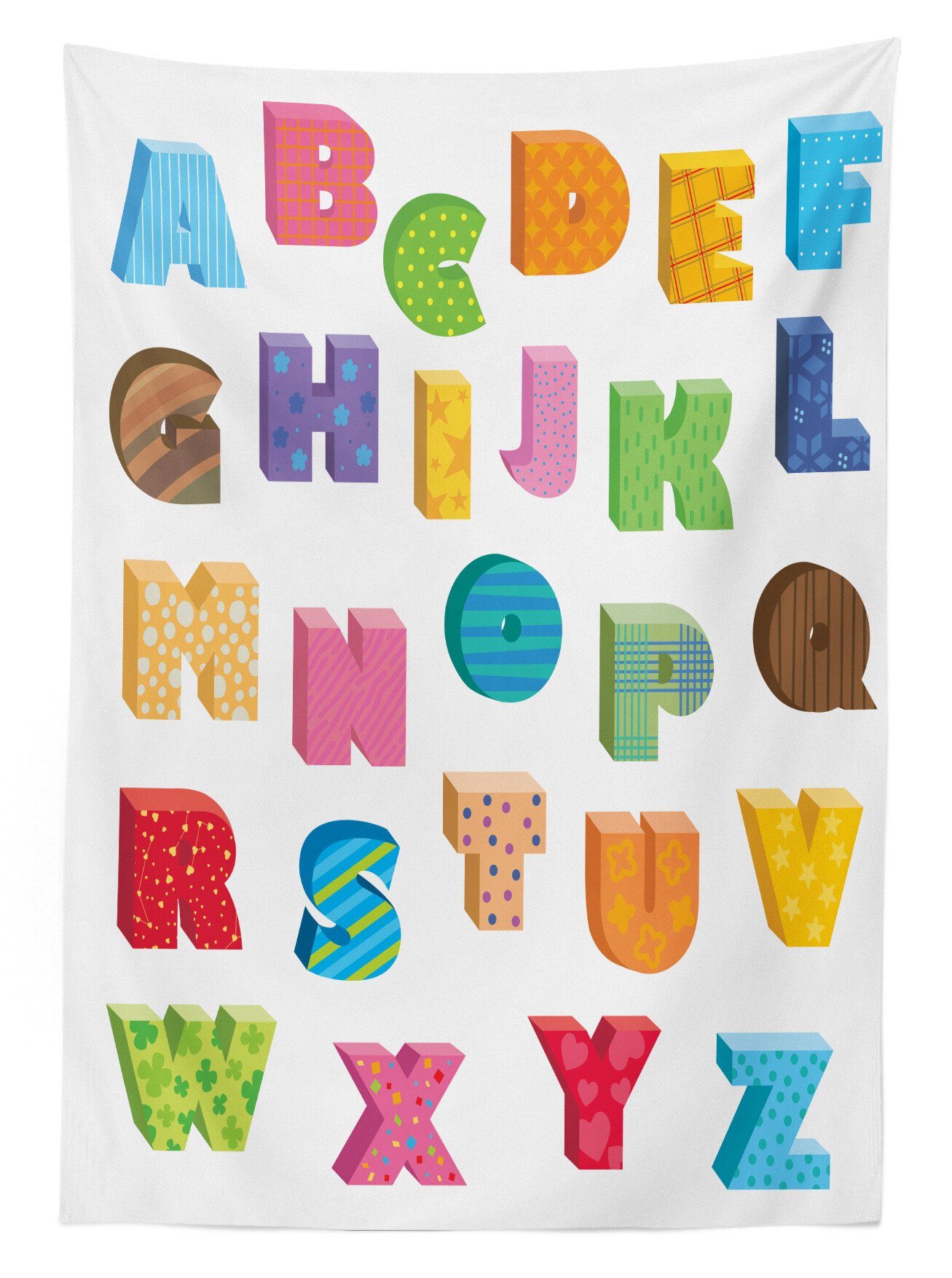 Abakuhaus Tischdecke Alphabet Bereich Educational Farben, Klare Waschbar ABC Farbfest den Außen geeignet Für Letters
