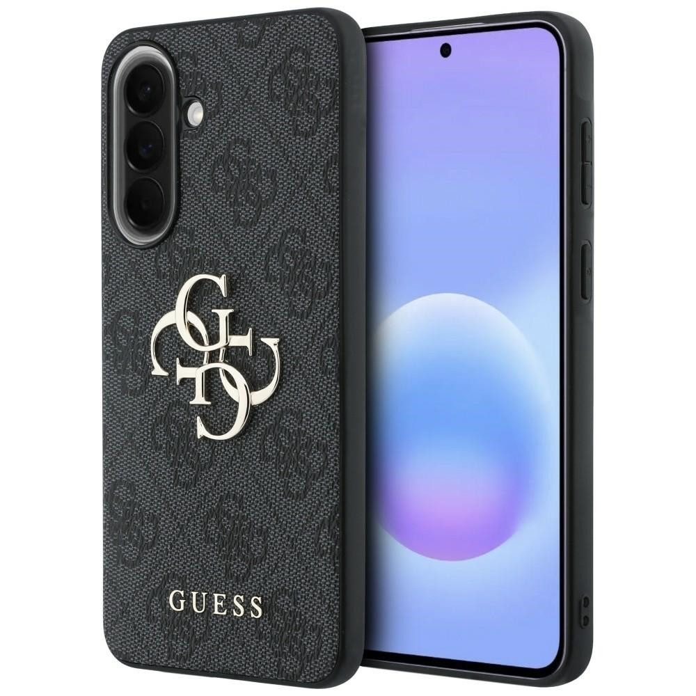 Guess Handyhülle Schutzhülle Smartphonehülle Rückschale, Metall-Logo, Öko-Leder, 4G-Muster, Hartschale