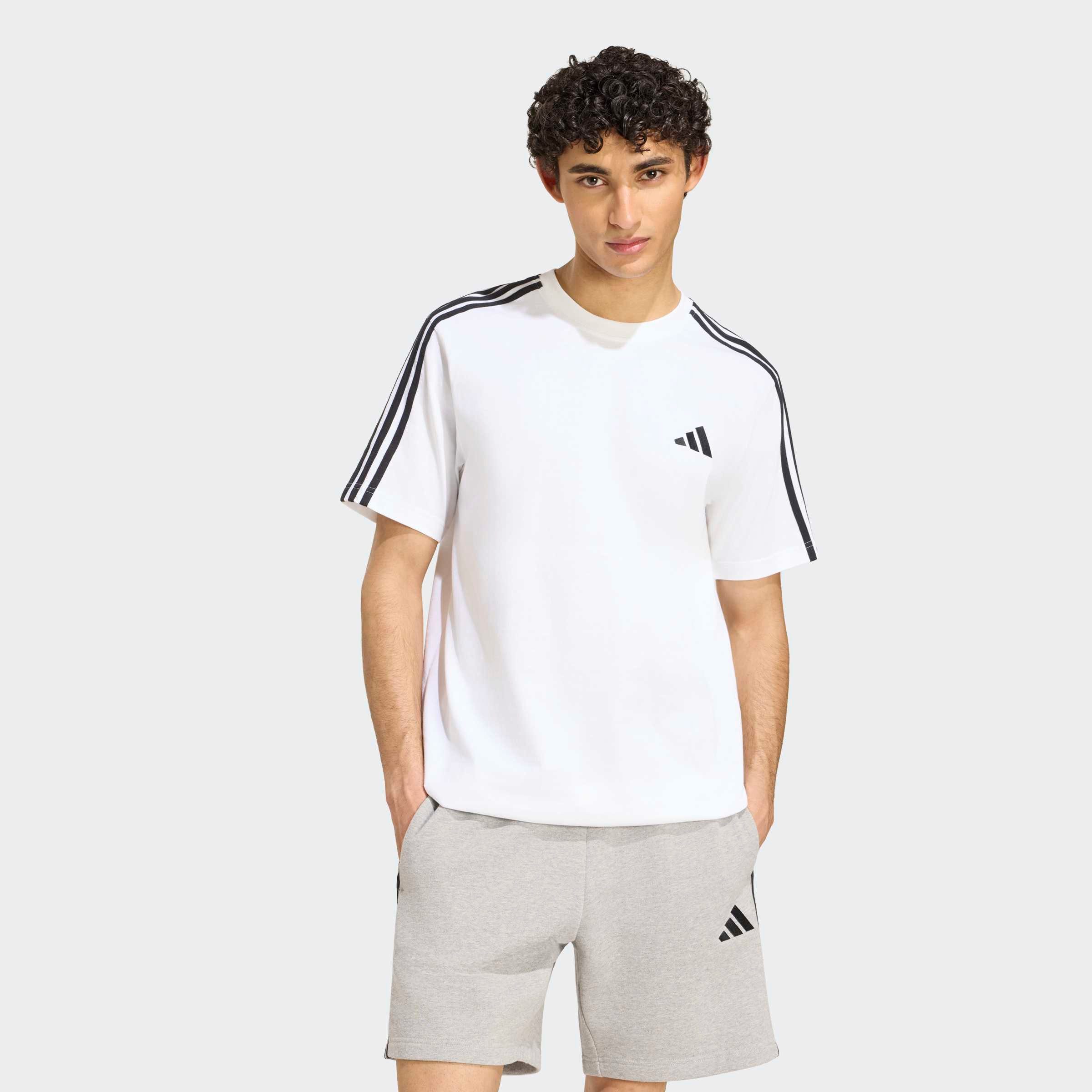 adidas Sportswear T-Shirt ESSENTIALS 3-STREIFEN, SINGLE JERSEY, BRANDING LINKE SCHULTER