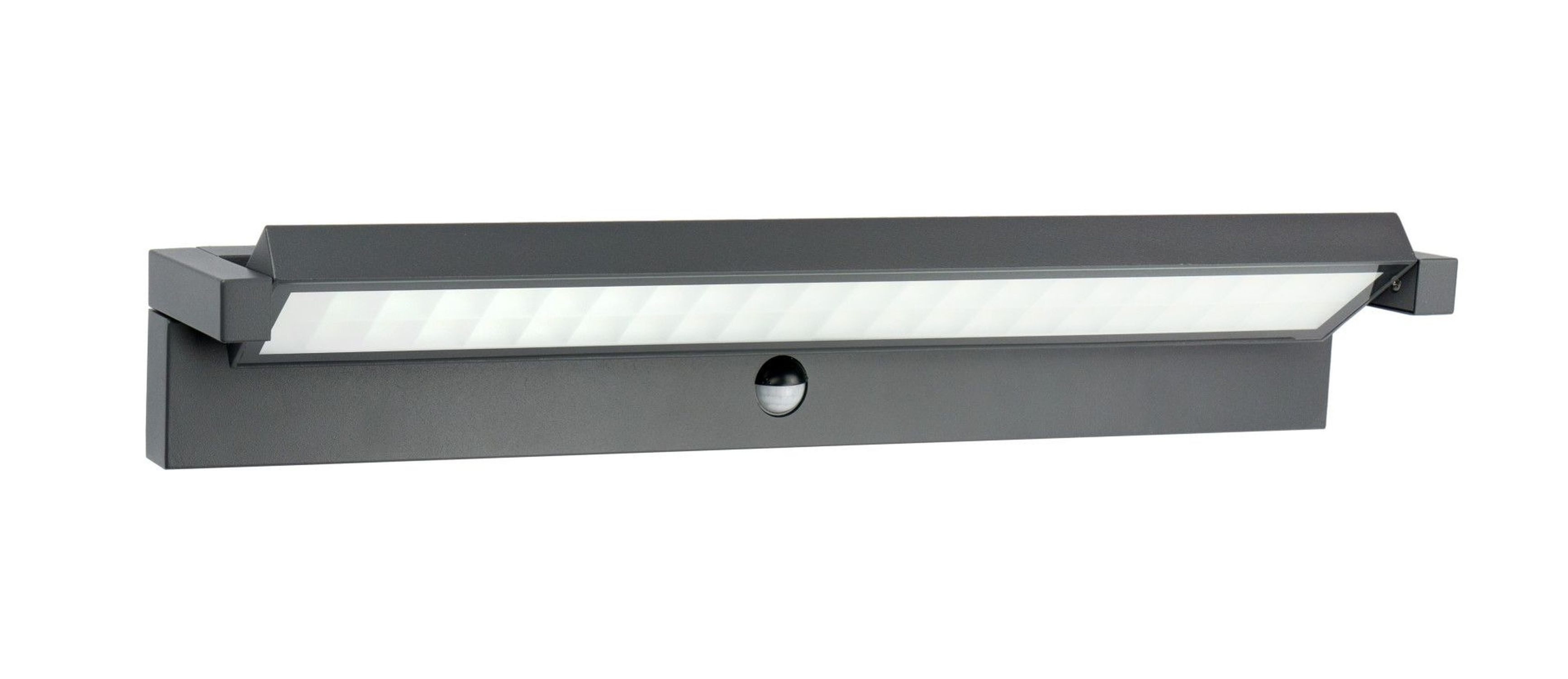 Licht-Erlebnisse Außen-Wandleuchte CAXNING, LED fest integriert, LED Glas Aluminium Bewegungssensor B: 60 cm IP65 Anthrazit länglich
