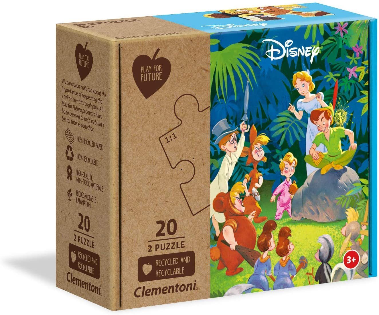 (2 & Play Peter Future x Teile), Puzzle - 20 Puzzle Clementoni® Dschungelbuch Pan Puzzleteile for